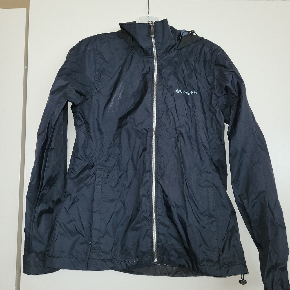 Columbia Black Raincoat Lightweight Water-Resistant Full-Zip